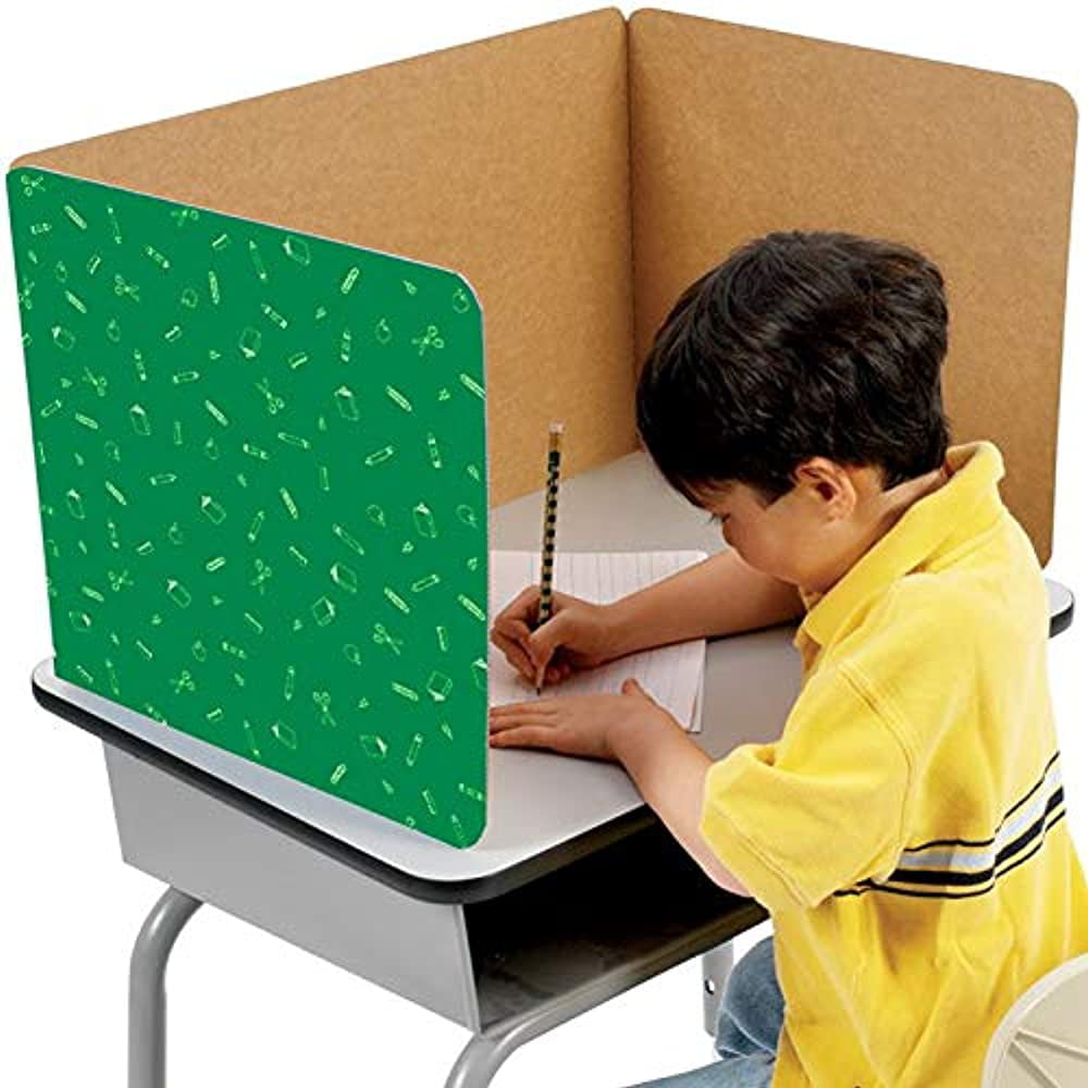 Study Carrel Reduces Distractions Keep Eyes from Wandering During Tests Really Good Stuff Large Privacy Shields for Student Desks Gloss Set of 12 Red with School Supplies Pattern