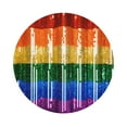 thumbnail image 4 of Gay Pride Rainbow Flag Set of 6 Faux Leather 4 Inch Coasters Drinks Tabletop Home Dinning Round Shape, 4 of 6