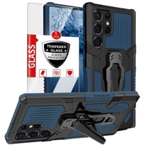 For Samsung Galaxy S23 Ultra 5G Rugged Case with Screen Protector & Belt Clip,Decase Dual Layer [TPU  PC] Hybrid Protective Case [Outdoor Sports] Full Body Shockproof Hard Back Cover,Blue