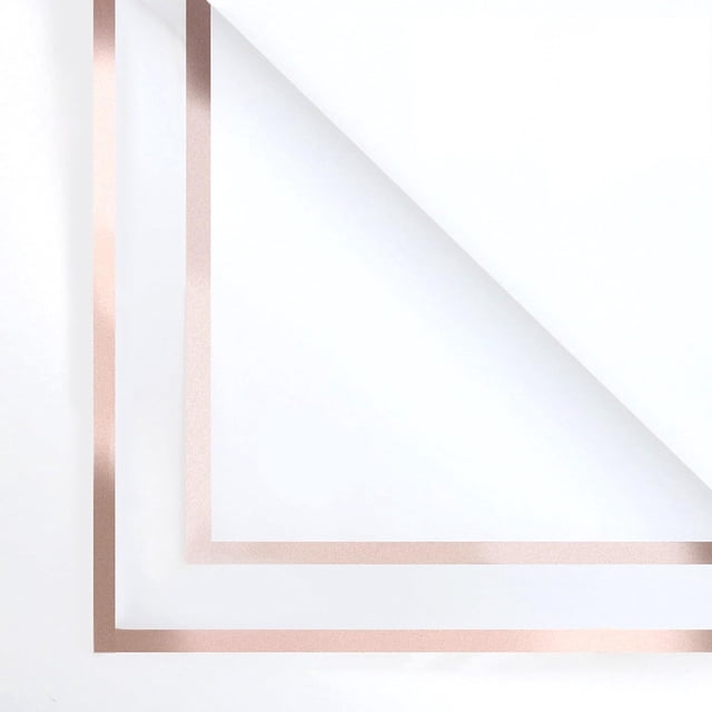 Papel Coreano para Flores y Regalos - 20 Hojas Impermeables Con Borde Dorado - Celofán para Embalaje, Ramos, Floristerías, Bodas - Blanco