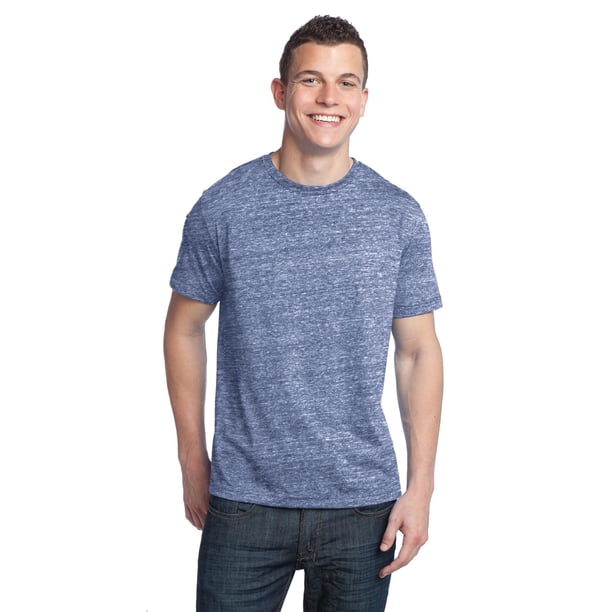 Camiseta de cuello redondo Tri-Blend para hombre joven Distrito 4XL Azul marino jaspeado DT142