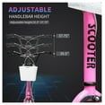 thumbnail image 4 of Youth Scooter, Kick Scooter with Adjustable Handlebars, Double Brakes, 16" Inflatable Rubber Tires, Basket, Cupholder, Pink, 4 of 5