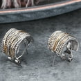 thumbnail image 5 of Mytys Two Tone Earrings for Women Gold Silver Rose Gold Crossover Cable Half Hoop Statement Designer Stud Earrings, 5 of 6
