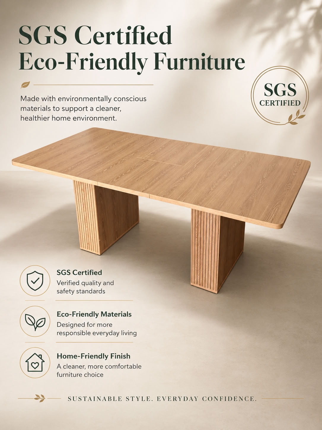 MAYEERTY Extendable Rectangular Dining Table for 6-10, Modern Expandable Kitchen Table with Built-in Storage Cabinet & Hidden Extension Leaf, for Dining Room, Apartment, Kitchen