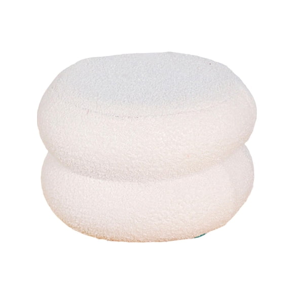 DOLITY Round Footstool Foot Rest Stool with Padded Seat Modern Change Shoe Stool Ottoman for Bedroom Home Bedside Entryway Furniture White