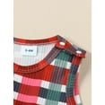 thumbnail image 6 of Toddler Girls Christmas Plaid Print Tank Jumpsuit Sleeveless Round Neck Long Pants Overalls, 6 of 8