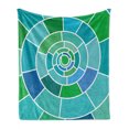 thumbnail image 1 of Geometric Soft Flannel Fleece Blanket, Large Spiral Form with Rectangular Shapes in Green and Blue Tones Modern Design, Cozy Plush for Indoor and Outdoor Use, 60" x 80", Multicolor, by Ambesonne, 1 of 6