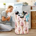 thumbnail image 5 of Yayeee Freestanding Laundry Hamper with Handle Collapsible Large Storage Basket for Clothes, Pink Ice Cream Pattern, 5 of 7