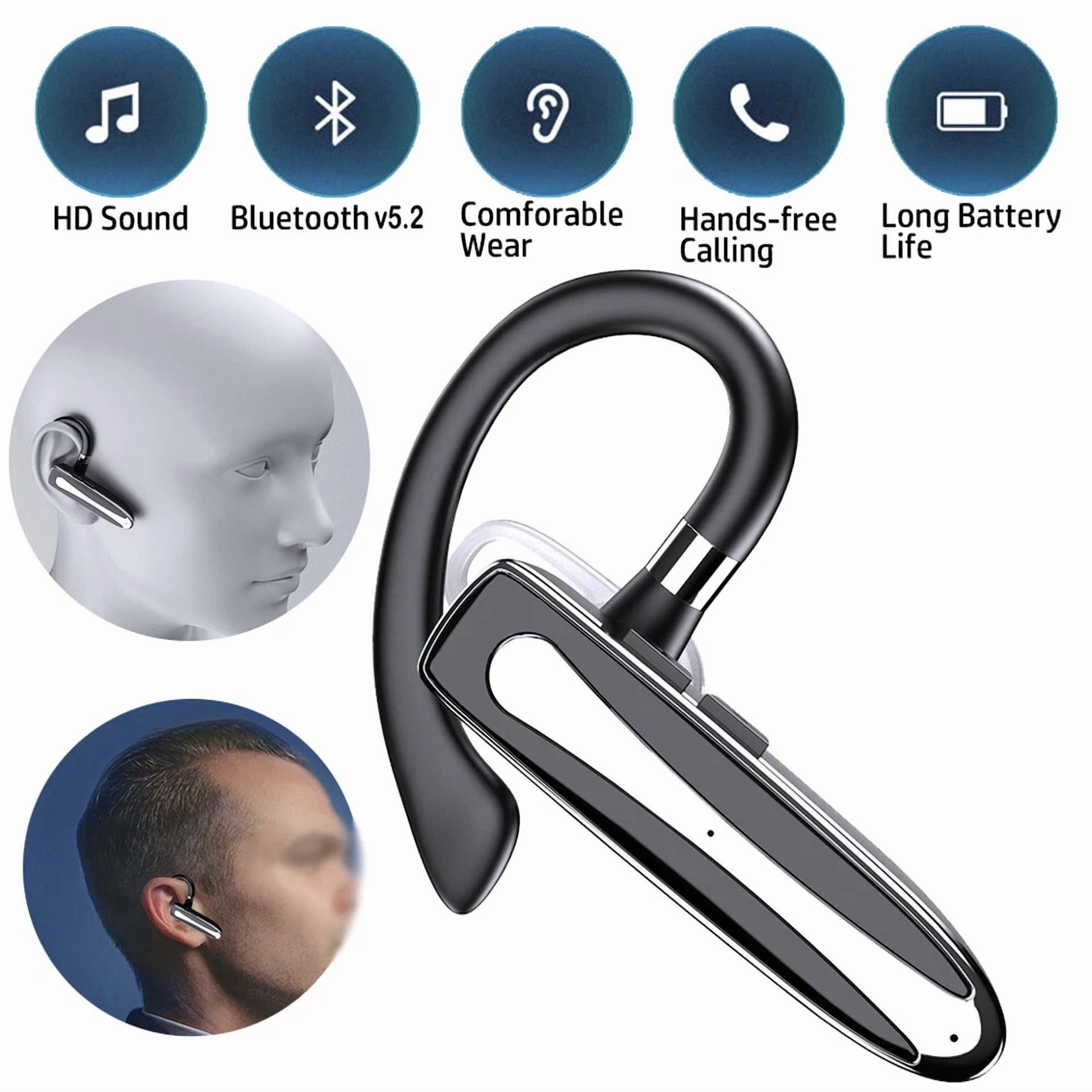 RHEA- Wireless Headphone Bluetooth Single Ear Hook Business Earpiece Earbud With Mic
