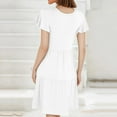 thumbnail image 2 of 4Th Of July Dress, T Shirt Ruffle Sleeve Round Neck With Pocket Solid Color Casual Beach Dresses Tropical Work Plus Size Summer Dresses Women 2024 Semi Formal Dresses Midi (M, White) ZMTing, 2 of 5