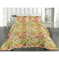 thumbnail image 2 of Ambesonne Floral Design Quilted Bedspread Set 3 Pcs, Asian Flowers Dreamy, King, Apple Green Coral, 2 of 4