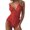 Red, variant on Women Sexy Deep V Neck Eyelash Lace Bodysuit Lingerie
