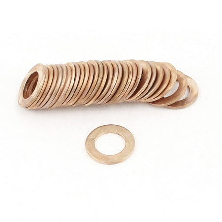 - Unique Bargains 30PCS 14mm OD 8mm ID 1mm Thick Copper Washer Flat Ring Oil Brake Line Seal