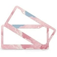 thumbnail image 2 of Pastel Clouds Asthetic White And Pink Art License Plate Frames 2 Pieces Girl Kid Bedroom Nursery Decor Car Accessories for Men/Women 2 Round Holes Aluminum Metal License Plate Cover, 2 of 6