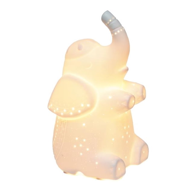 Porcelain Elephant Shaped Table Lamp, White