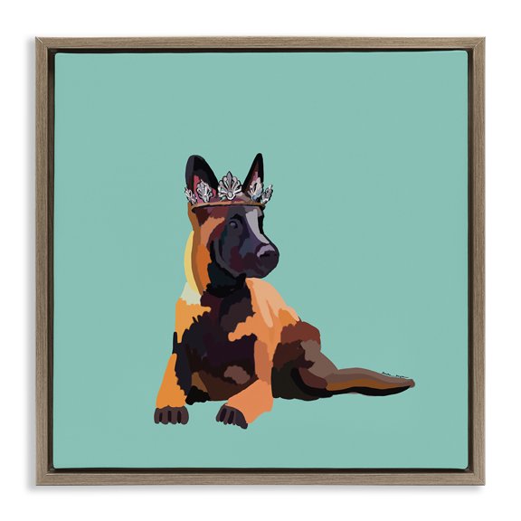 Stupell Industries Eclectic Royal German Shepherd Brown Floating Frame Canvas Art, 25 x 25, by Amelia Noyes