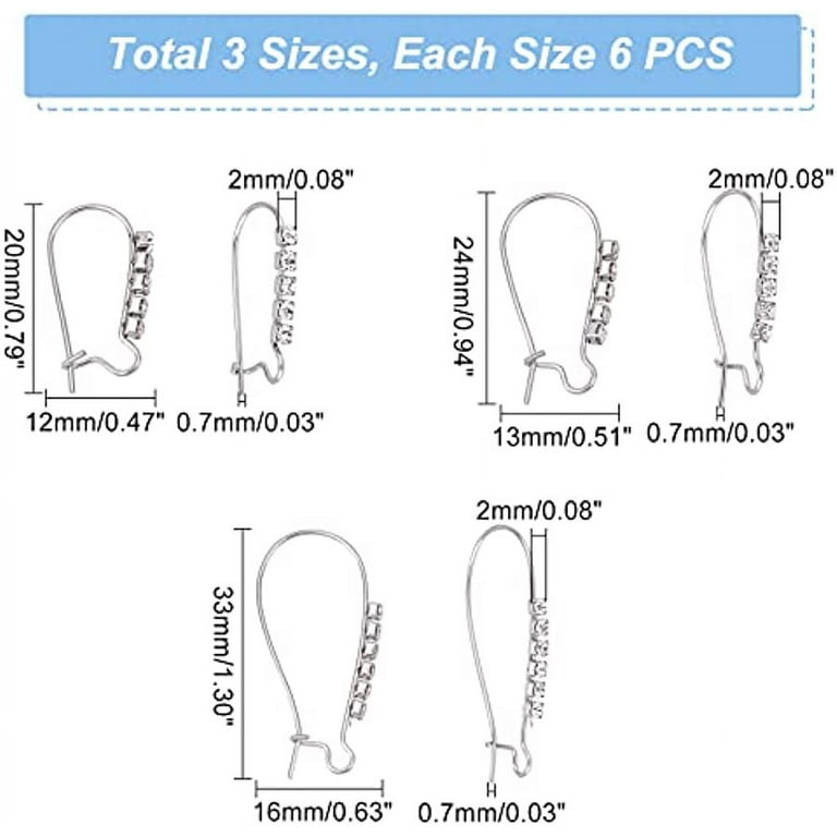 18pcs Stainless Steel Kidney Ear Wires Hypoallergenic Hoop Earrings Fish  Hooks Dangle Earring 