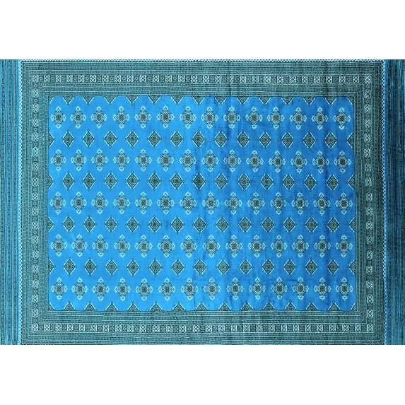 Ahgly Company Indoor Rectangle Oriental Light Blue Industrial Area Rugs, 7' x 9'