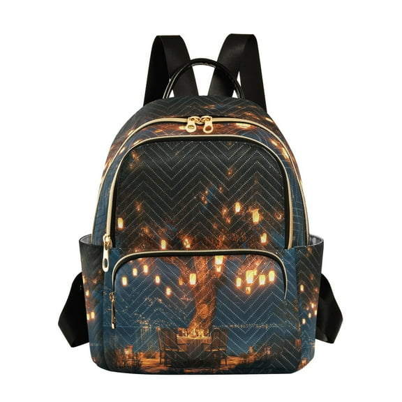 Casual Tree with Lanterns By_lake Backpack for School,College and Travel, Water Resistant Bookbag,