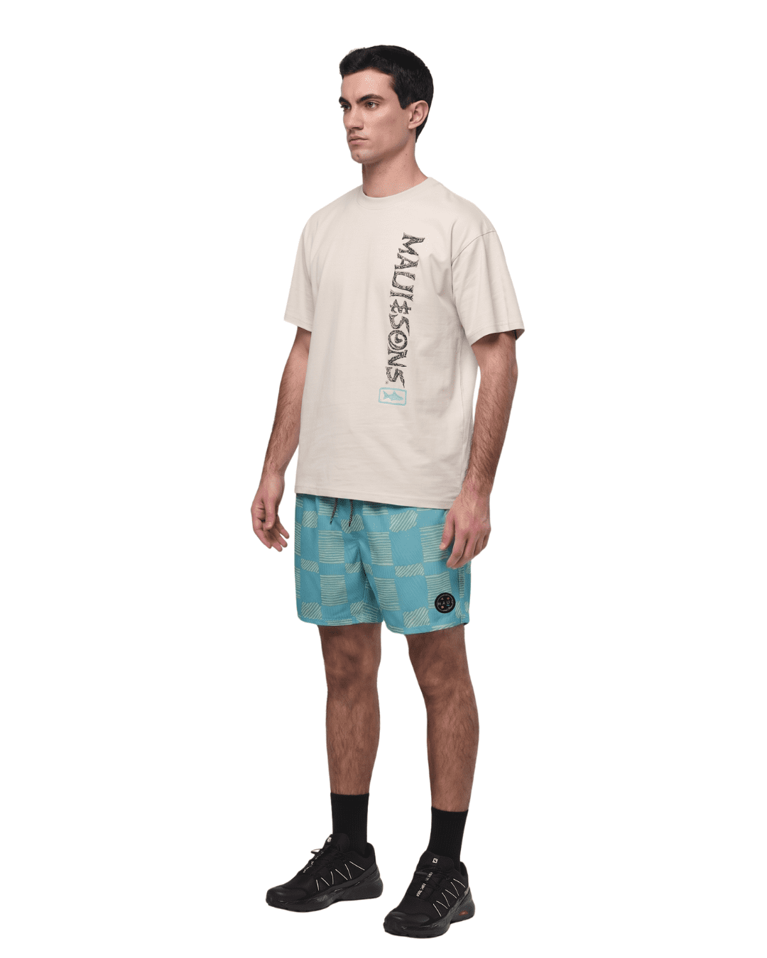 Maui and Sons Uncarved Check Men's Swim Trunks | Classic Deep Ocean Quick Drying Pool Shorts Inspired by California Surf Culture & Designed for Everyday Comfort