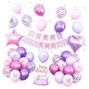 SKYSONIC Sweet 16 Party Decorations, Lavender Birthday Decor for Girls Number Foil Balloons Cake Topper Butterfly Stickers for 16th Birthday Party