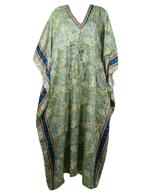 Mogul Maxi Dress Green Beige Floral Printed Dress S-2X