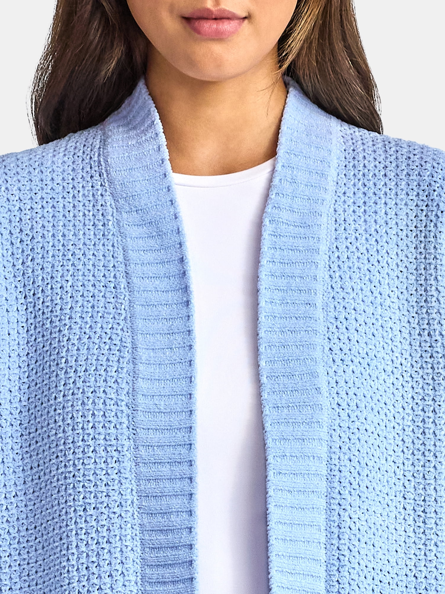 Time and Tru Women's Chenille Cardigan Sweater, Midweight, Sizes XS-XXXL