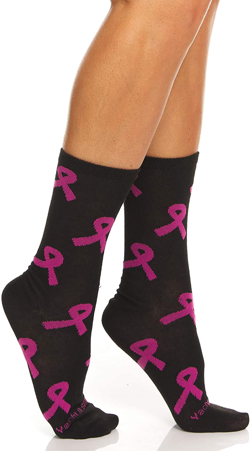 Yacht & Smith Pink Ribbon Breast Cancer Awareness Ankle/Crew Socks for Women (12 Pairs Assorted (Crew) Women (9-11))