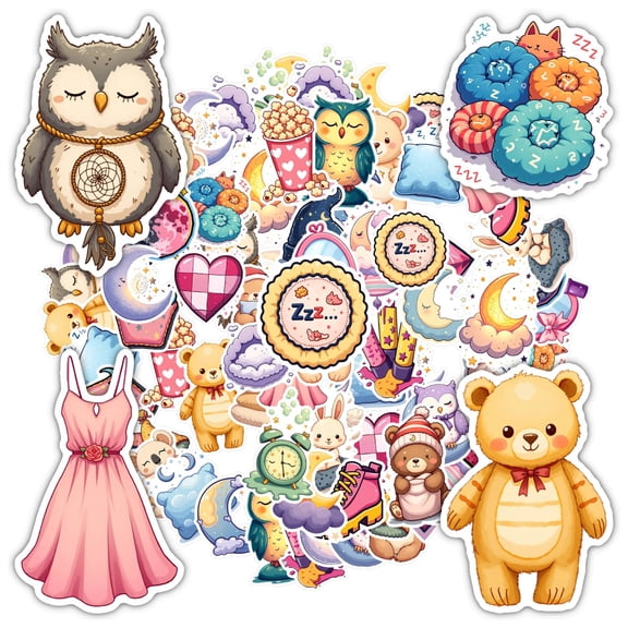 35pcs-50pcs Charming Kids Stickers PVC Sleep Stickers Animal Stationery Stickers DIY Stickers for Suitcase Laptop