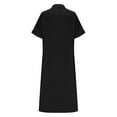 thumbnail image 6 of Women Button Down Shirt Dress Summer Short Sleeve Collared Dresses Casual Loose Midi Dress with Pockets, 6 of 7