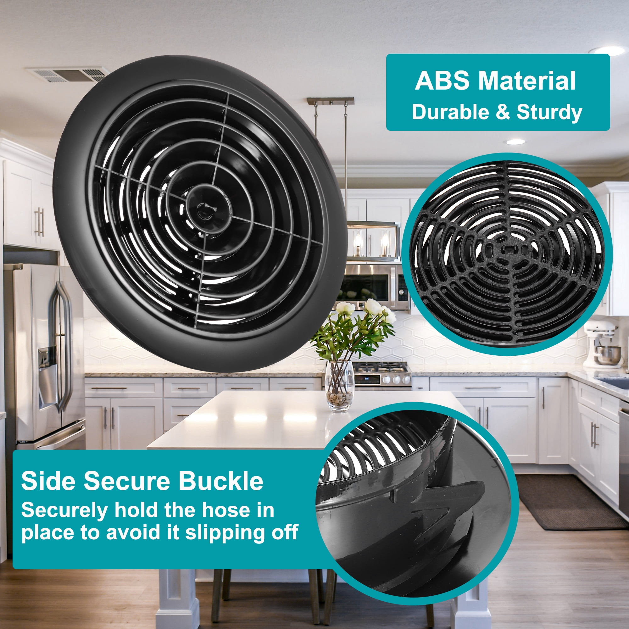 Uxcell Round Air Vent Cover, Soffit Vent ABS Adjustable Ceiling Vent Covers Air Vent Louver for Bathroom Kitchen 5 Inch