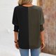 thumbnail image 4 of Fiudx Liquidación de Ofertas Flash Top de Bloques de Color con Cuello En V, Informal, Suelto, con Mangas Anudadas para Mujer, 4 of 4