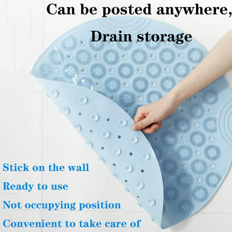 Semfri Round Non Slip Shower Mat 22 x 22 inches Textured Surface Anti Slip  Bath Mats with Drain Hole in Middle Bathroom Bath Massage Foot Mat for