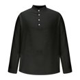 thumbnail image 2 of Under $10 Men's Casual Shirts Long Sleeve Band Collar Summer Beach Lightweight Shirts with Button, 2 of 6