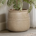 thumbnail image 6 of LuxenHome Sandstone Finish Fiber Clay Outdoor Planter with Wavy Ridges, Modern Neutral Garden Accent, 6 of 11