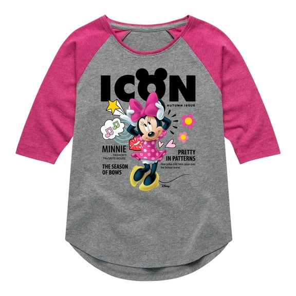 Disney - Minnie Mag Cover - Toddler & Youth Girls Raglan Graphic T-Shirt
