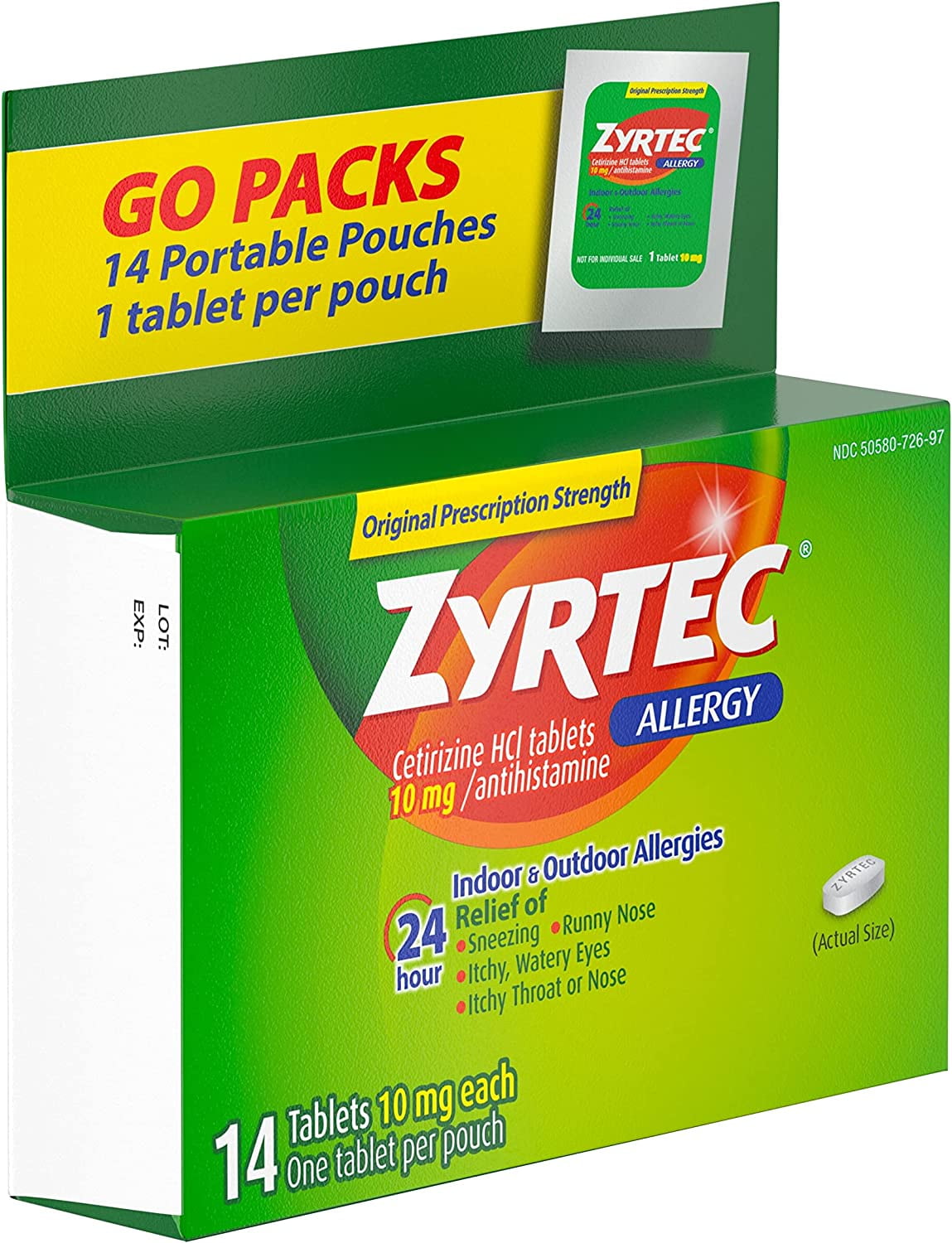 Zyrtec Allergy 10 mg Tablets 14 Ct. (Pack of 4)
