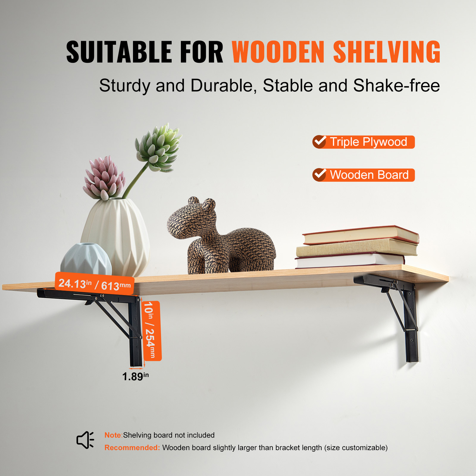 KFFKFF 24in Folding Shelf Brackets, Heavy-Duty Iron photo 3
