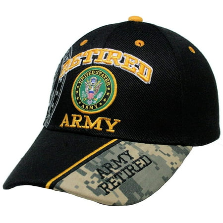 Retired Army Black w/ Seal Embroidered Baseball Cap Hat USA US Military, Black Main Color By US ARMY,USA