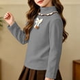 thumbnail image 3 of FAIWAD Girls Mock Neck Tops Long Sleeve Fleece Shirts with Bow Soft Warm School Daily Clothes, 3 of 9
