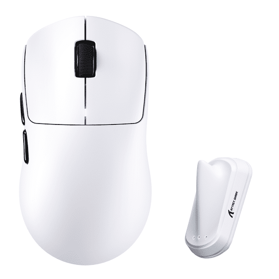 ATTACK SHARK F1 AIR Wireless Gaming Mouse, PAW3955MAX, Nordic 54L15 Chip, 60K DPI, Ultra Light 39g, Dual 8K Hz Polling, 100M Clicks, BT/2.4G/Wired Mice for Esports & Pro Gamers (White)