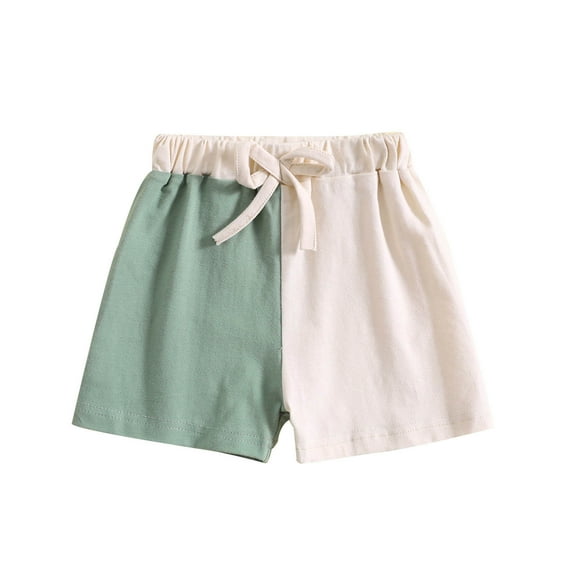 Jalioing Kids Summer Cotton Shorts Patchwork Elastic Waist Lounge Shorts Wide Leg Loose Shorts with Pocket