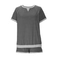 thumbnail image 2 of Maplenight 2 Piece Outfits for Women Summer Fall Lounge Sets Crew Neck Short Sleeve Tee and Drawstring Shorts Loungewear Sets, 2 of 5