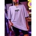 thumbnail image 5 of Butterfly & Letter Graphic Drop Shoulder Oversized Tee Graphic Tees Women Tops, Unisex, 5 of 7