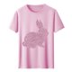 thumbnail image 4 of Tops de Cuello Alto para las Mujeres Amante Impreso Camiseta Cuello Redondo Manga Corta, Poliéster Spandex, 4 of 7