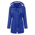 thumbnail image 2 of Gabardina impermeable LOMON con capucha larga para mujer, azul XL, 2 of 6