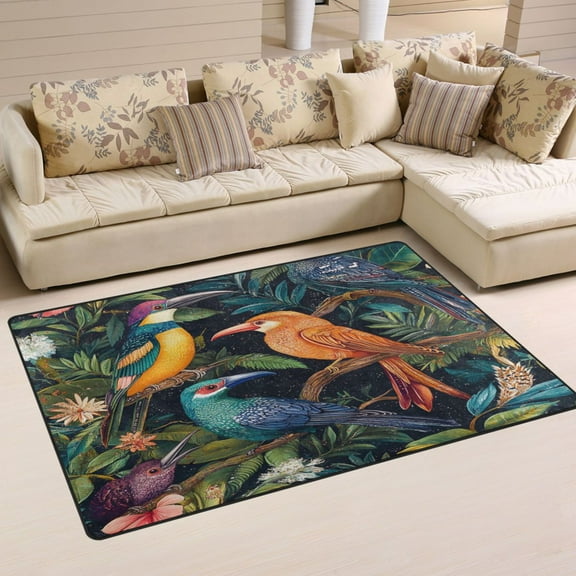 Carpet Mat with Memory Foam Ultra-Soft and Non-Slip Area Rug 31"x20" Colorful Tropical Birds