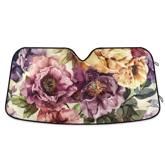Blooming Flowers Car Windshield Sun Shade Reflector Sunshade Foldable for Front Keeps Vehicle Cool