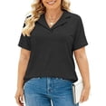 thumbnail image 6 of Women V Neck Collared Polo Tops, Short Sleeve Casual Shirts, Plus Size Available in 5X, 6 of 8