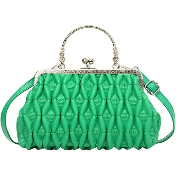 Kukuzhu Women PU Evening Handbags Chic Pleat Soft Wedding Party Evening Clutch Purse Shoulder Bag
